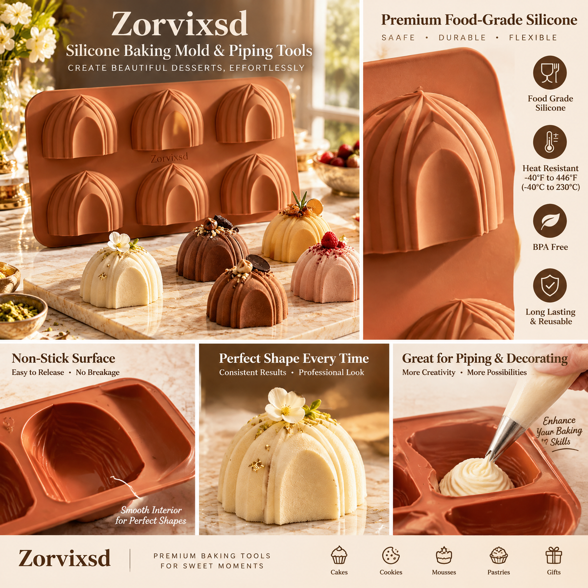 Zorvixsd™ Arch-Shaped Mini Dessert Mold product details