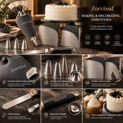 Zorvixsd™ Cake Decorating Tool Set with Piping Bag and Scrapers