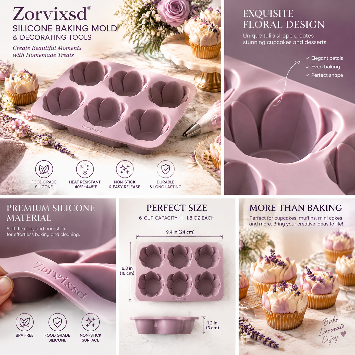 Zorvixsd™ Petal Bloom Cupcake Mold