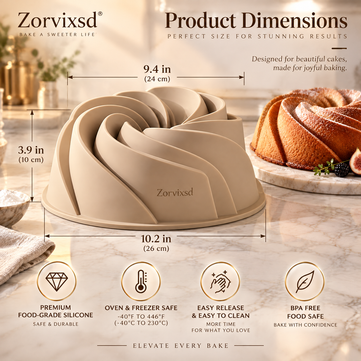 Zorvixsd™ Sculpted Spiral Bundt Cake Mold