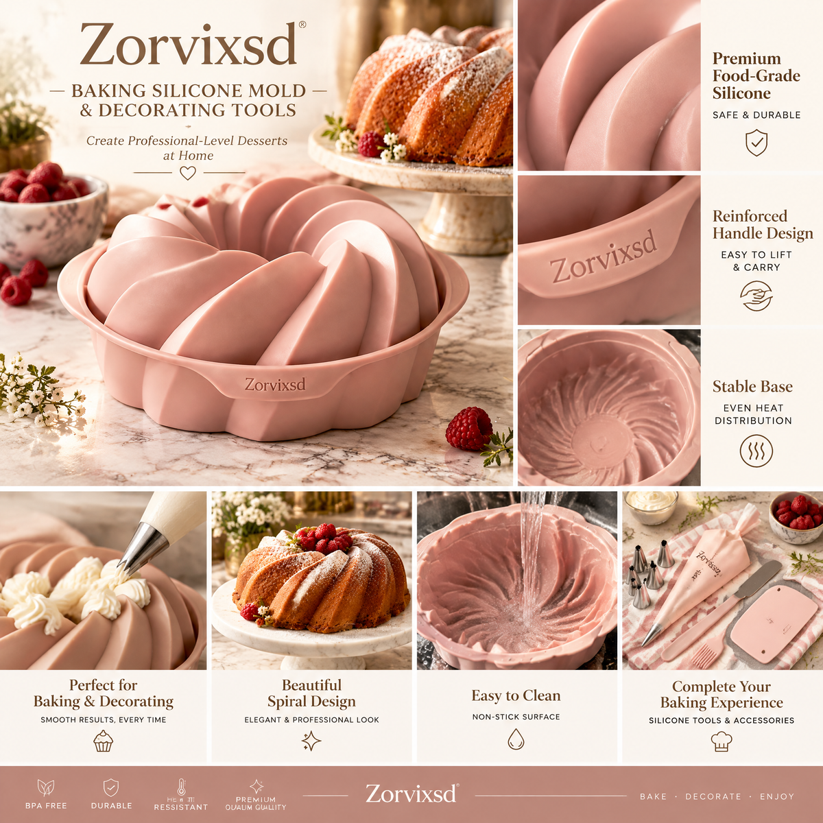 Zorvixsd™ Spiral Ring Cake Mold