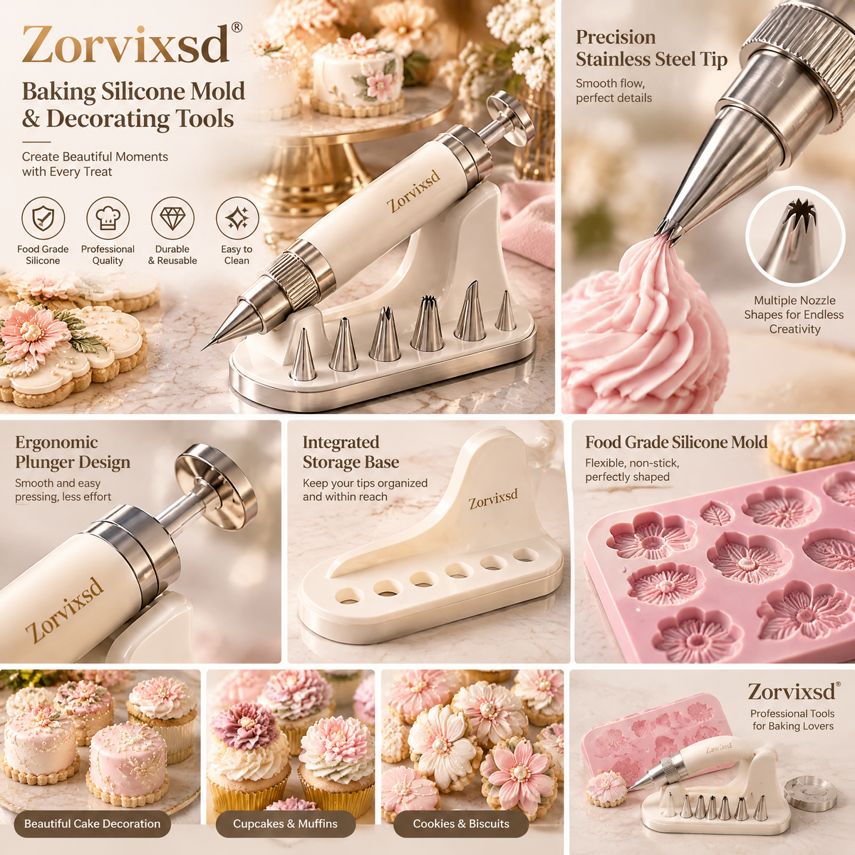 Zorvixsd™ Precision Icing Syringe with Nozzle Stand