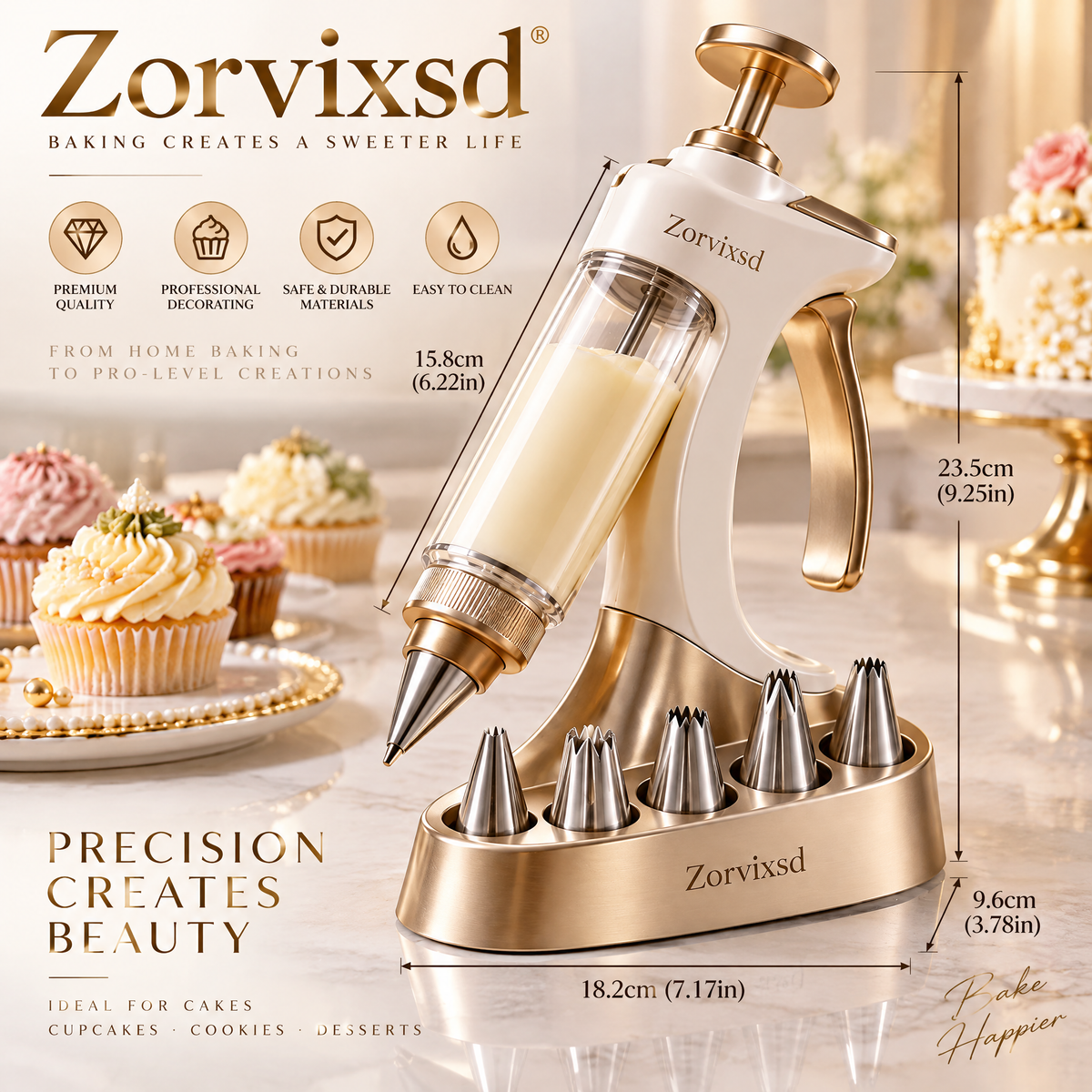 Zorvixsd™ Press-Action Cake Decorating Dispenser Set