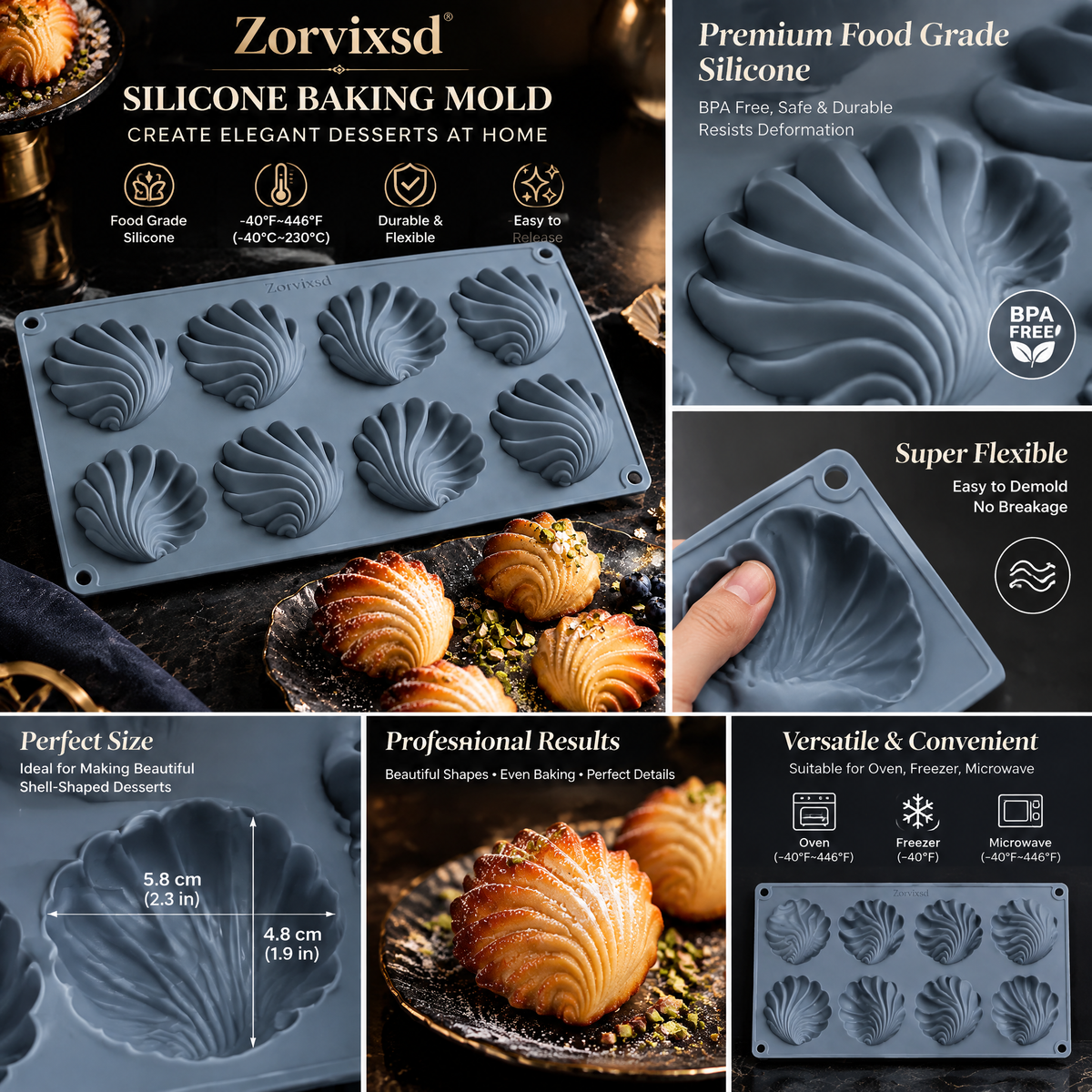 Zorvixsd™ Shell-Relief Mini Dessert Mold