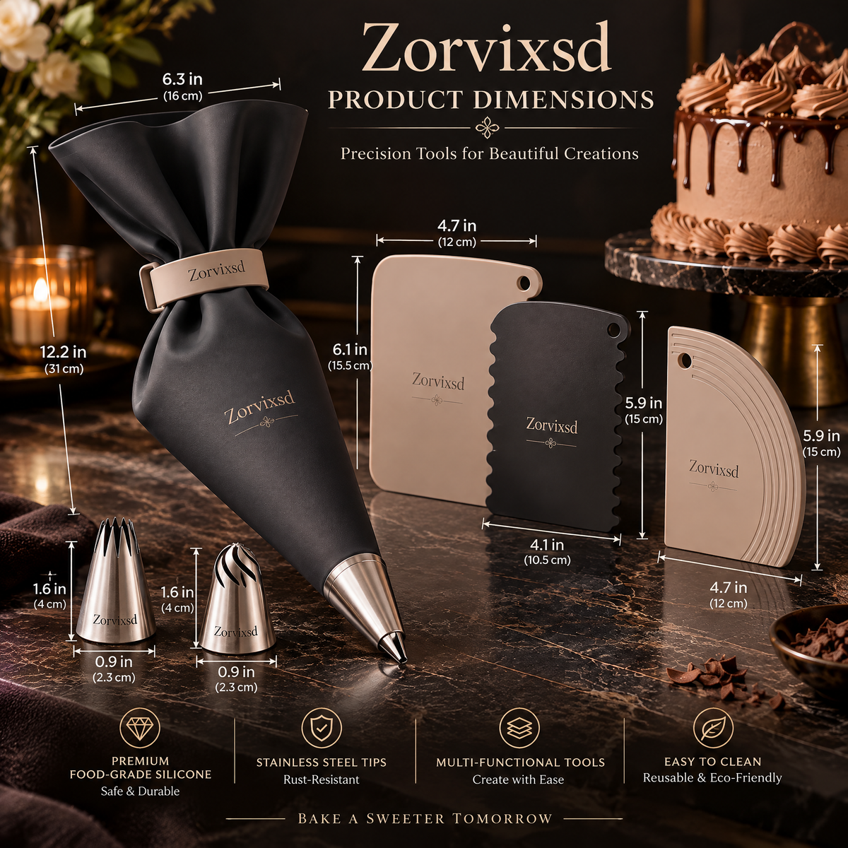 Zorvixsd™ Dark-Tone Cake Decorating Kit