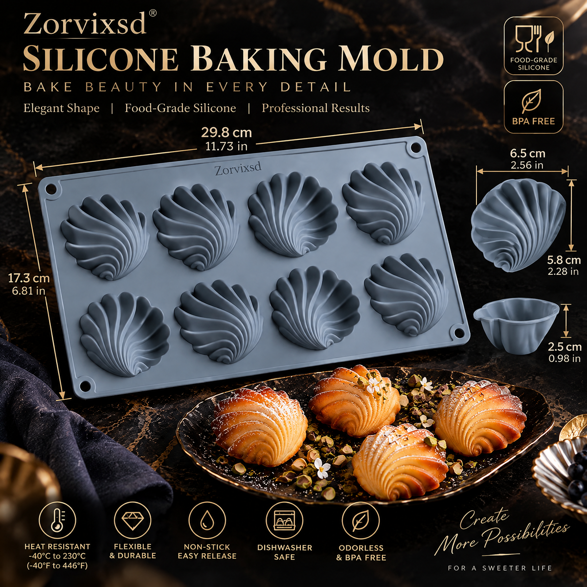 Zorvixsd™ Shell-Relief Mini Dessert Mold