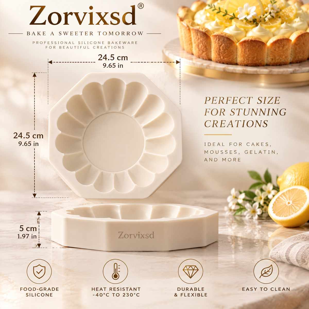 Zorvixsd™ Fluted Tart and Dessert Mold size reference