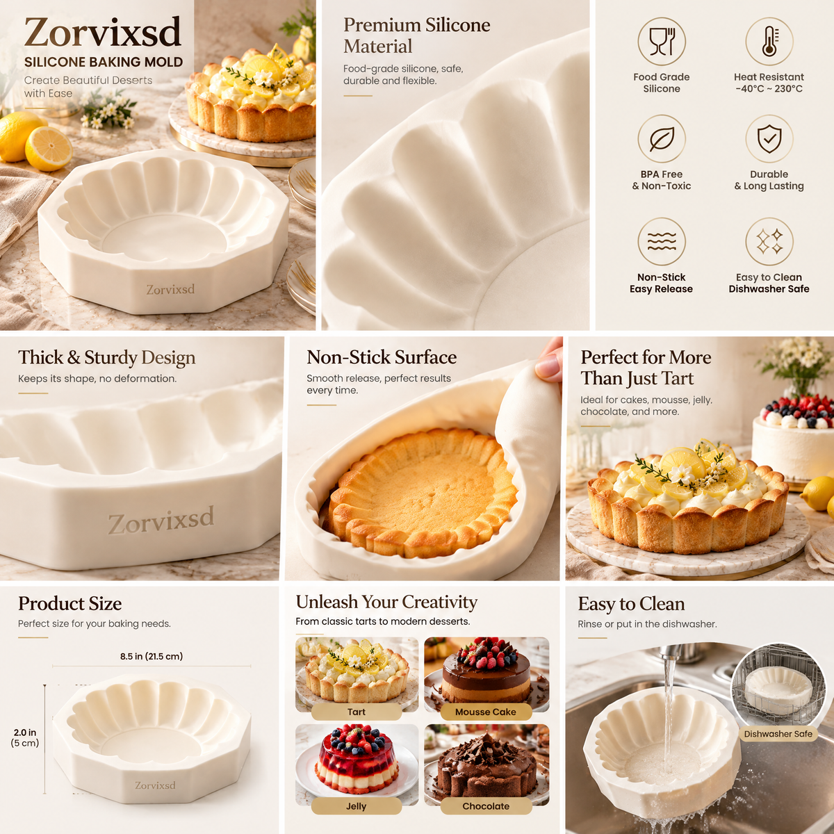 Zorvixsd™ Fluted Tart and Dessert Mold